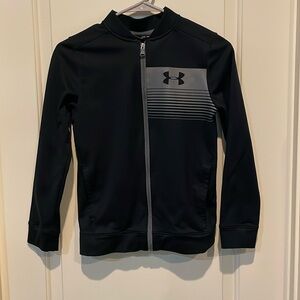 Under Armour Full Zip Warm Up Jacket, Youth Medium, Black